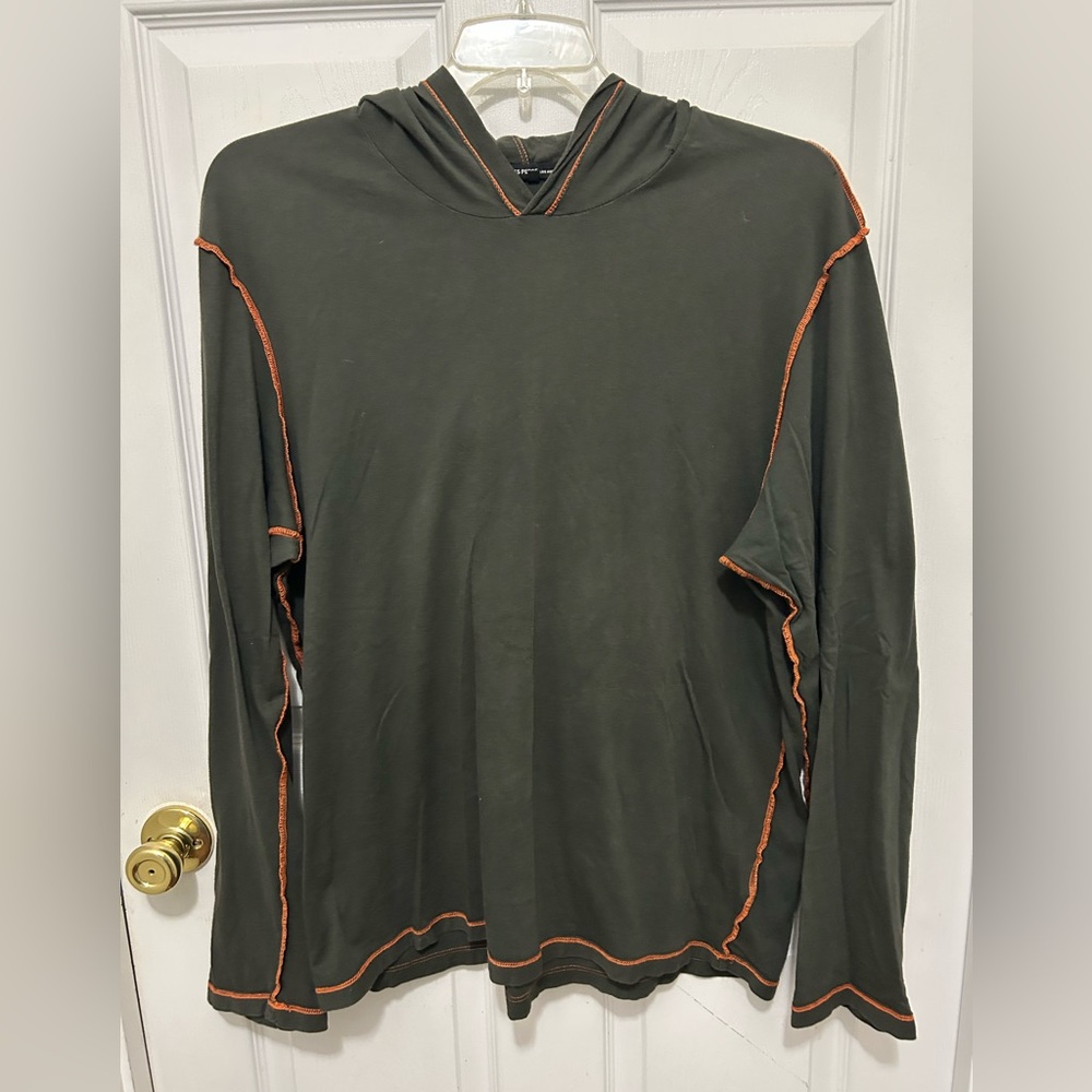 James Perse Gray Cotton Hoodie with Orange Details